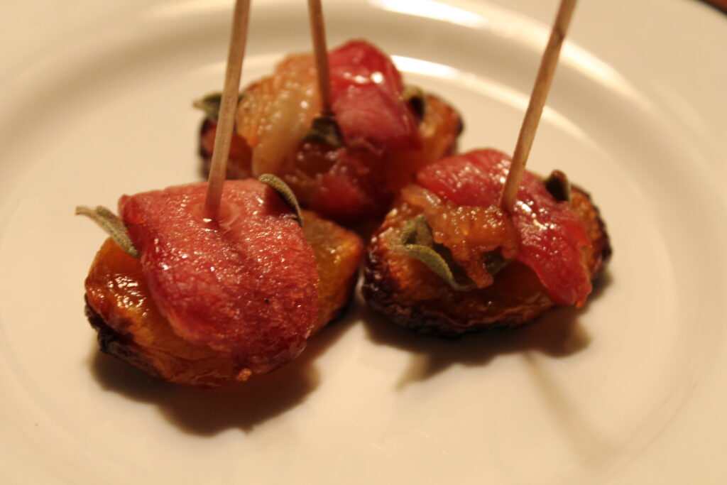 maple glazed apricots wrapped in bacon